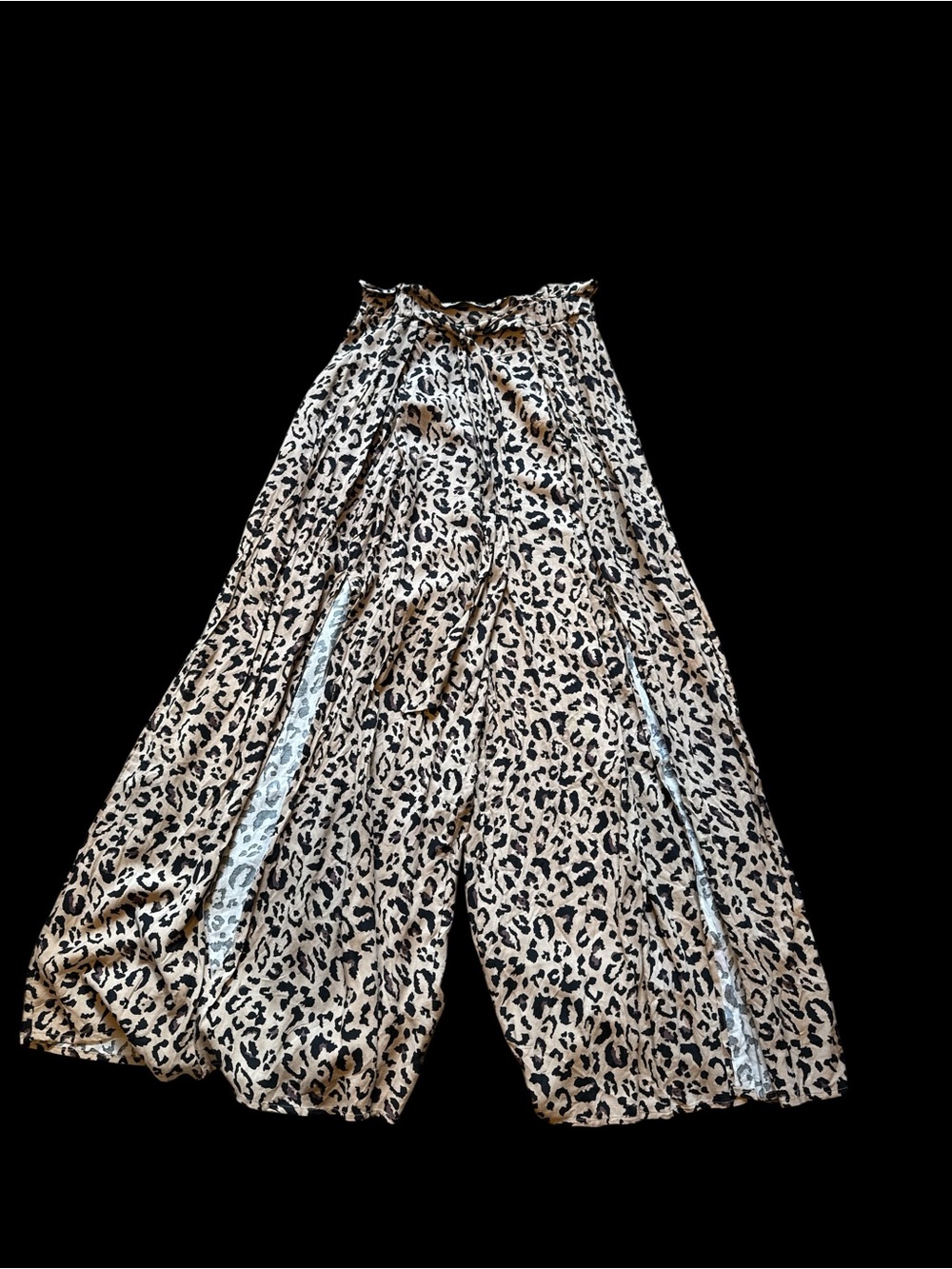 Leopard Print Wide Leg Pants with Tie Waist - Black Top Styling - Picture 3 of 4